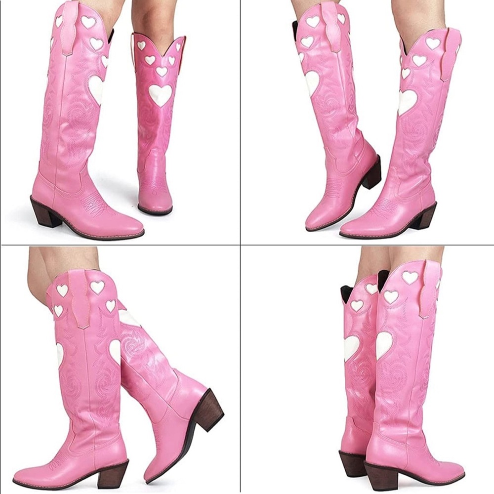 Pink cowgirl boots. Size 7 (RUNS BIG)